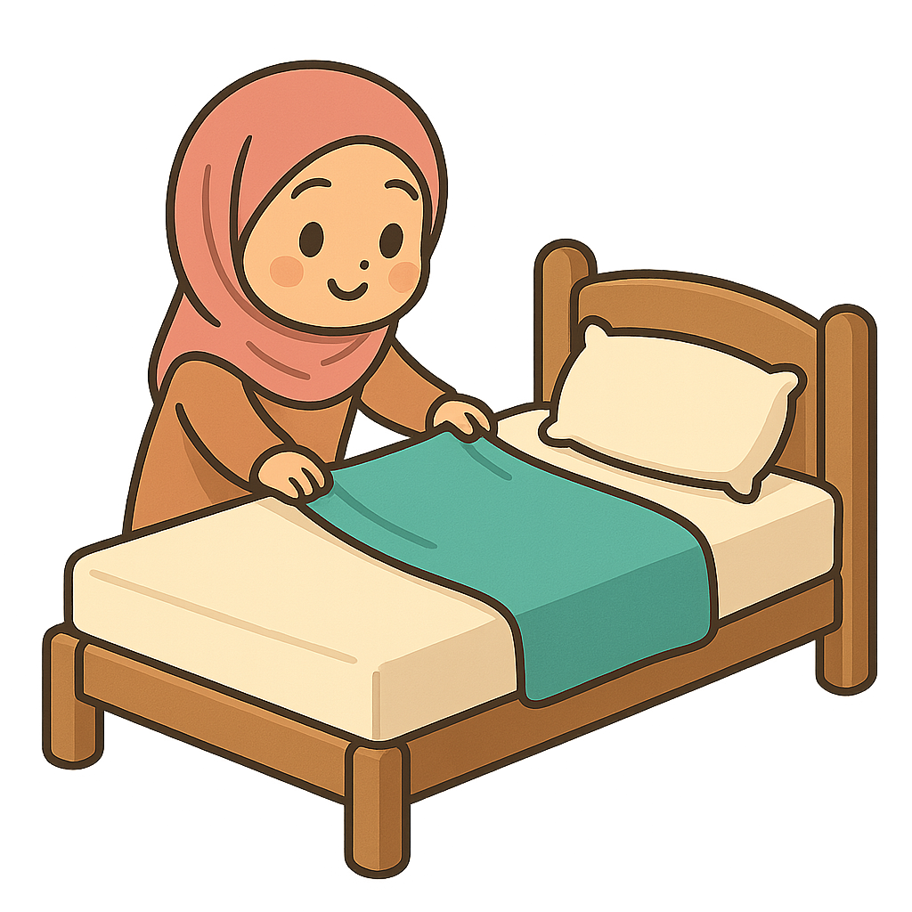 Merapikan tempat tidur